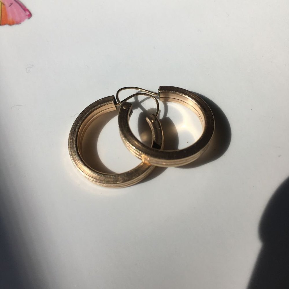 Vintage Small Gold Hoops - Picture 2 of 6